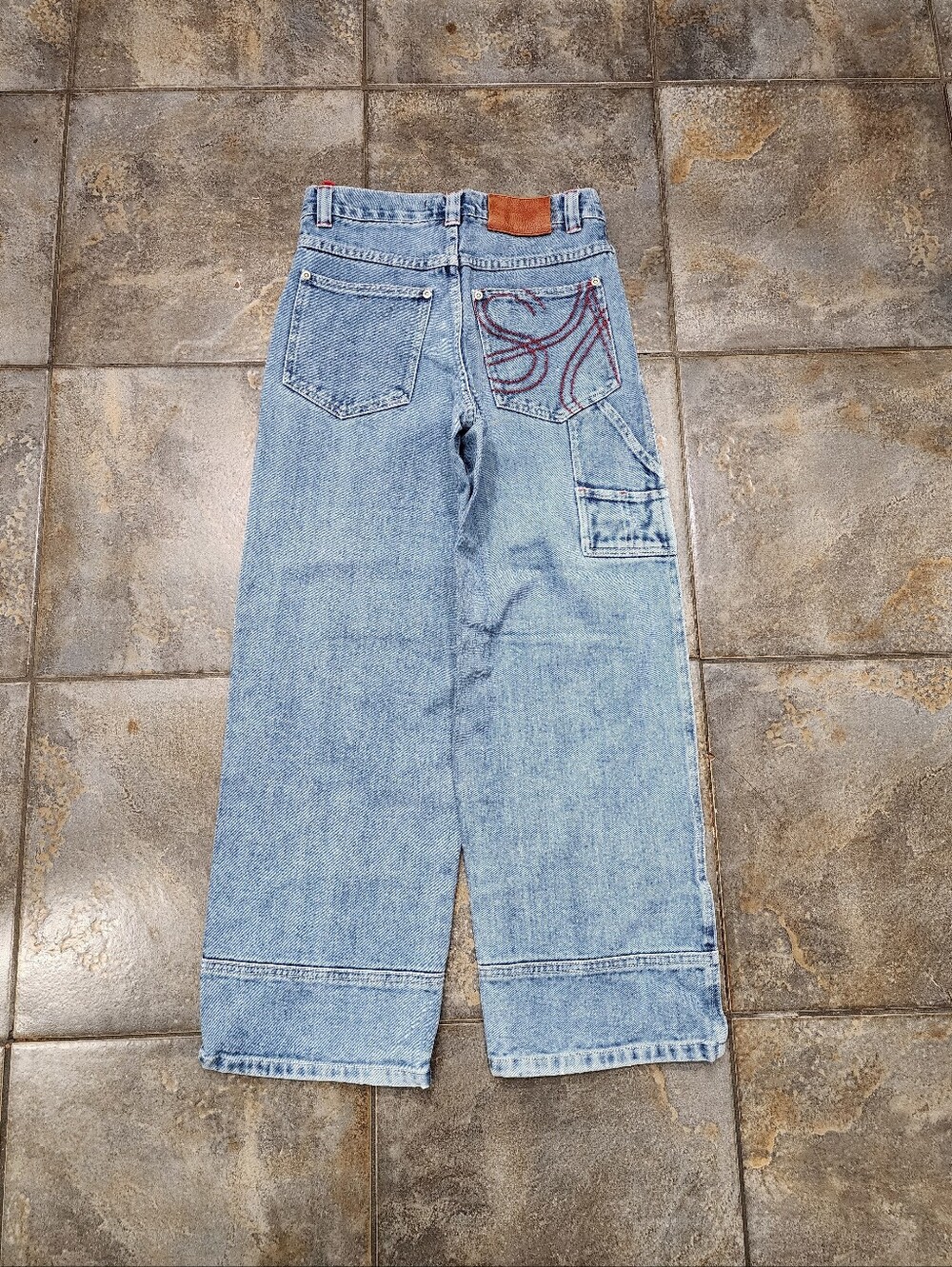 Vintage Y2K Sean John Boy's 12 27x26 Embroidered Baggy Wide-Leg Carpenter Jeans